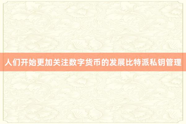 人们开始更加关注数字货币的发展比特派私钥管理