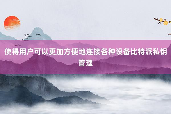 使得用户可以更加方便地连接各种设备比特派私钥管理