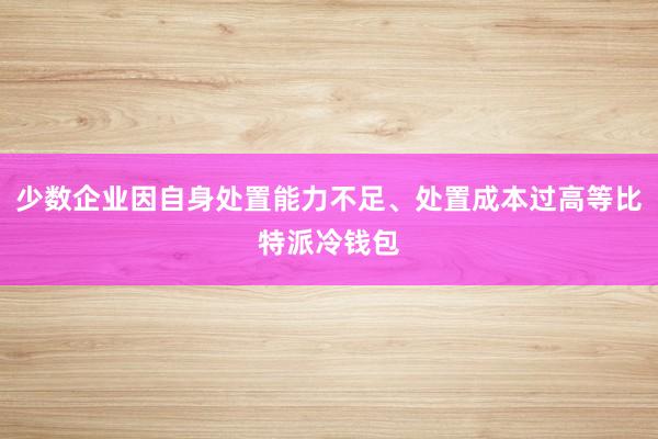 少数企业因自身处置能力不足、处置成本过高等比特派冷钱包