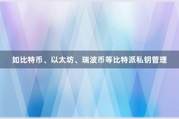 如比特币、以太坊、瑞波币等比特派私钥管理