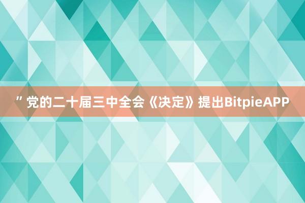 ”党的二十届三中全会《决定》提出BitpieAPP