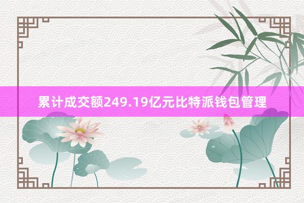 累计成交额249.19亿元比特派钱包管理