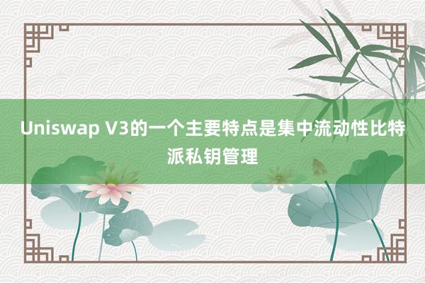 Uniswap V3的一个主要特点是集中流动性比特派私钥管理