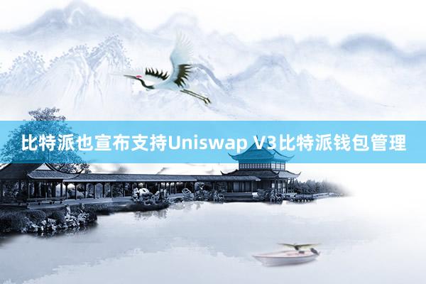 比特派也宣布支持Uniswap V3比特派钱包管理