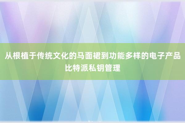 从根植于传统文化的马面裙到功能多样的电子产品比特派私钥管理