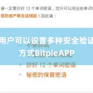 用户可以设置多种安全验证方式BitpieAPP